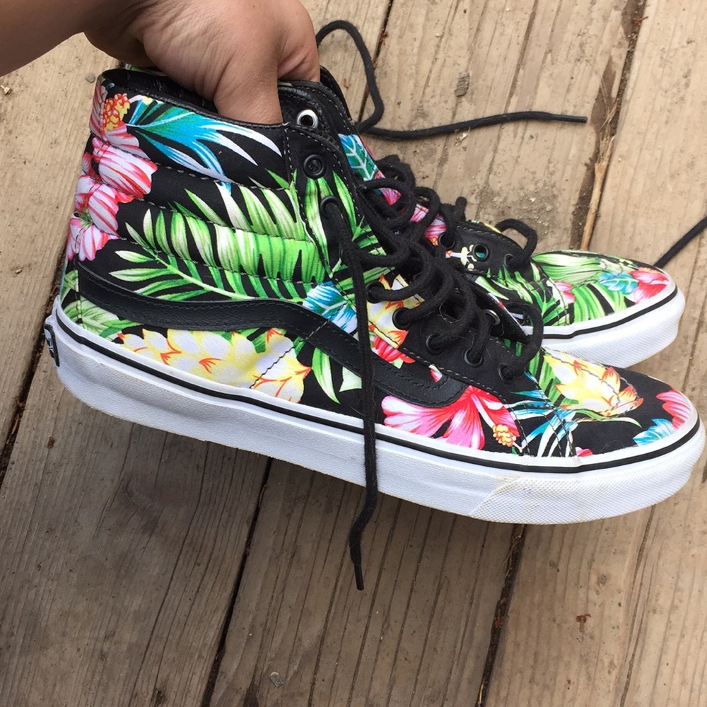 Floral High top Old Skool Vans - Picture 3 of 3